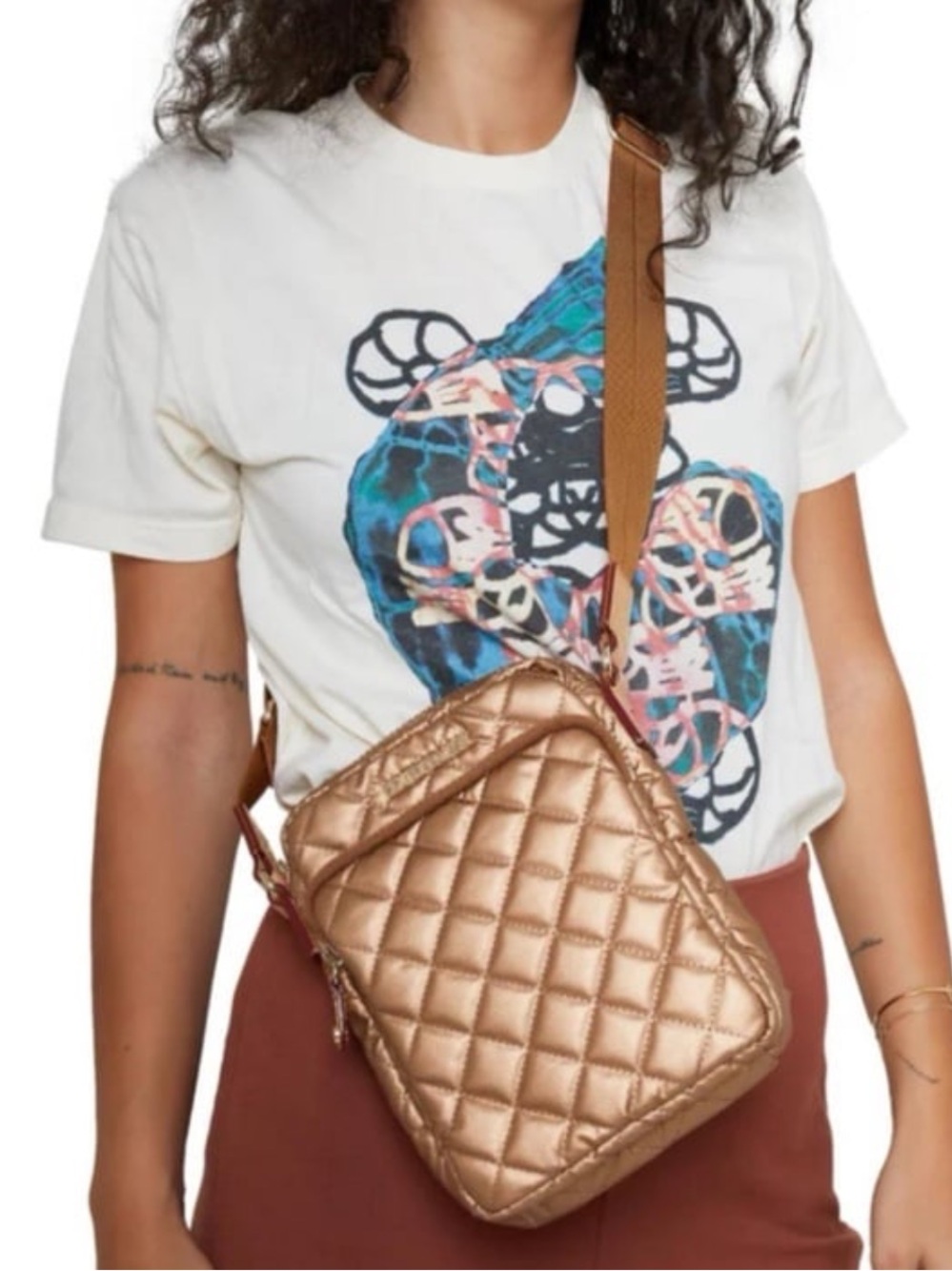 MZ Wallace Copper gold Metro small Crossbody Bag NEW